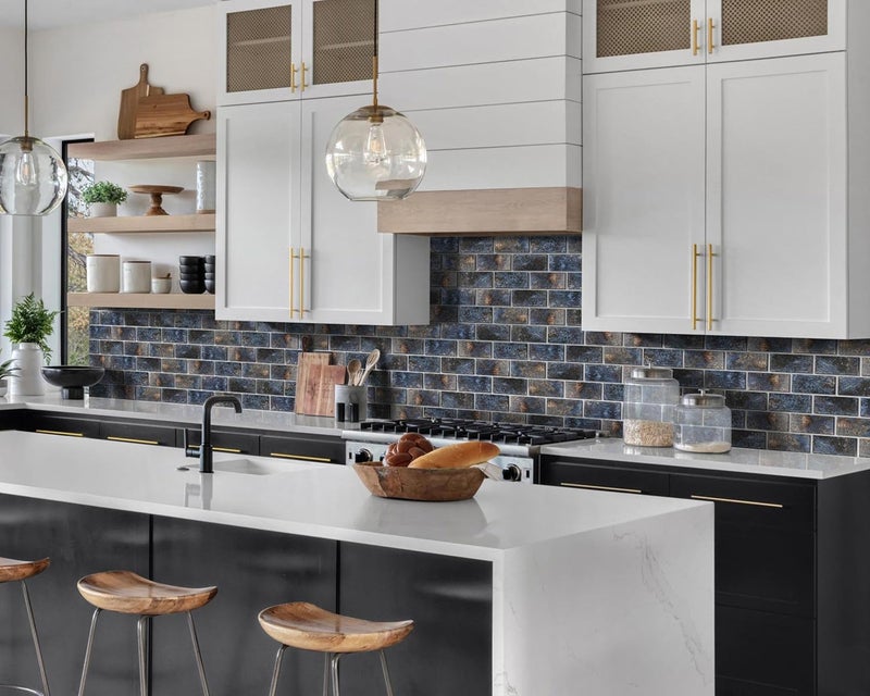 Blujellyfish Glass Subway Tile 3x6 Inch Antique Blue Tiles for Kitchen Backsplash Bathroom Accent Wall Glass Mosaic Tile (Pack of 20) - Image 4